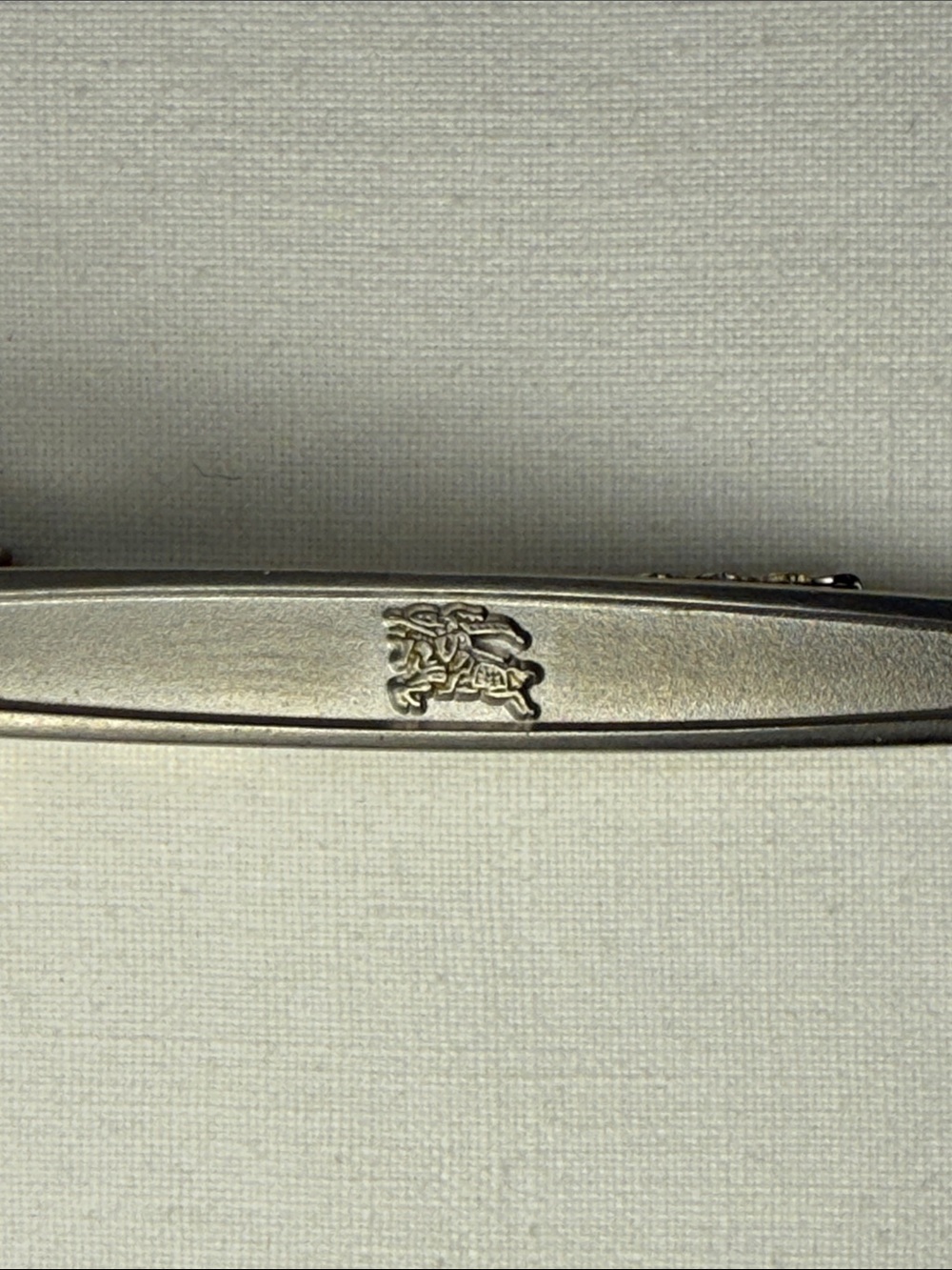 Vintage Burberrys Knight Logo Tie Bar Silver Tone 2.25” - Picture 3 of 6
